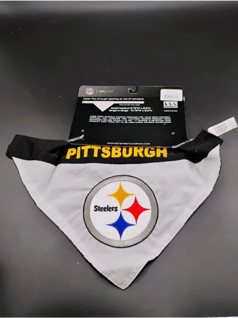 NFL Steelers L/XL Reversible Pet Bandana Home & Away Logo